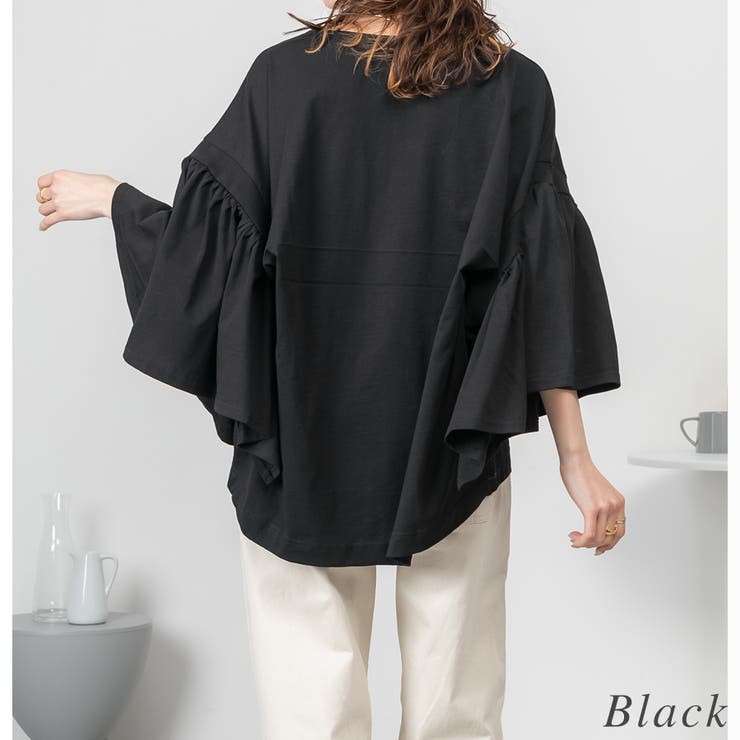 ドロップショルダーギャザースリーブカットソー | A.NATALY | 詳細画像1 