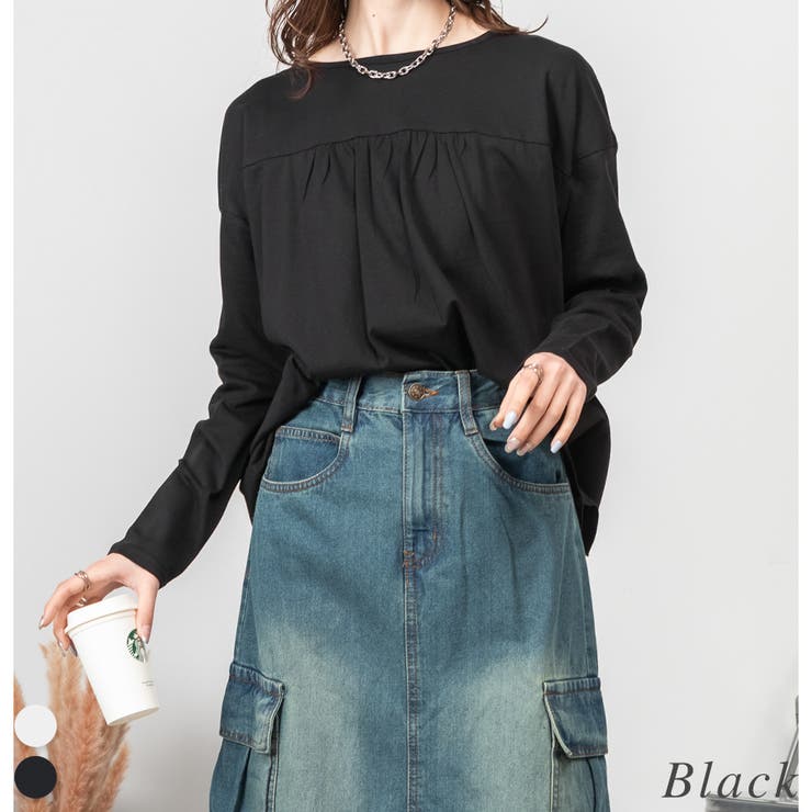 ブラック | バックダブル長袖Tシャツ | A.NATALY