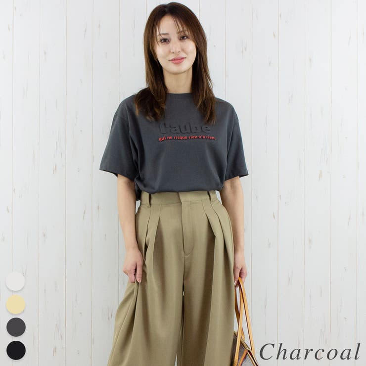 チャコール | 接触冷感エンボス加工プリントTシャツ | A.NATALY