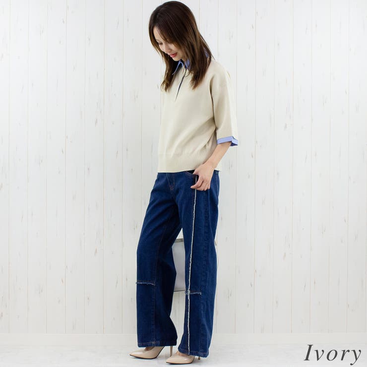 シャツドッキング半袖ポロニット | A.NATALY | 詳細画像2 