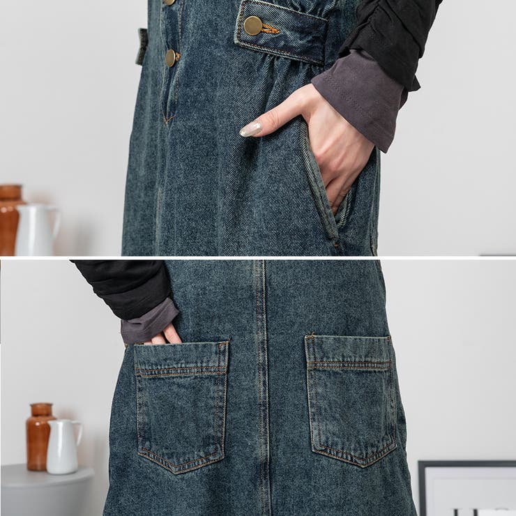 配色ショルダーデニムサロペットスカート | A.NATALY | 詳細画像12 