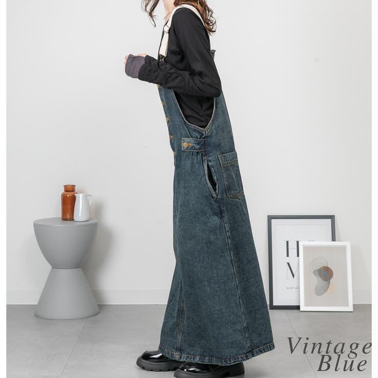 配色ショルダーデニムサロペットスカート | A.NATALY | 詳細画像1 