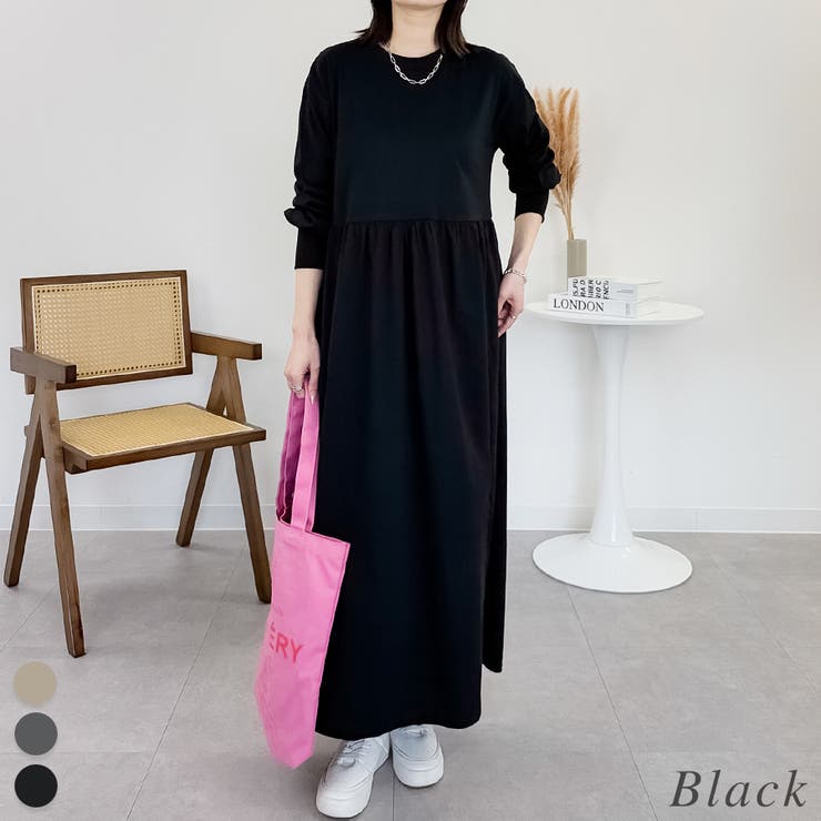 ブラック | ラウンドネックフレアワンピース | A.NATALY