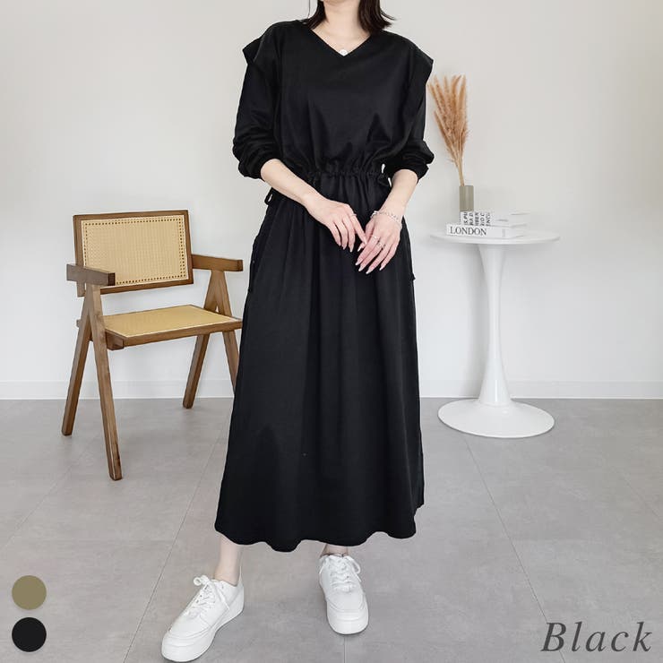 ブラック | 肩タックワンピース | A.NATALY