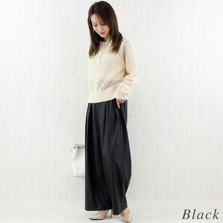 ウォッシャブルフェイクレザータックワイドパンツ | A.NATALY | 詳細画像11 