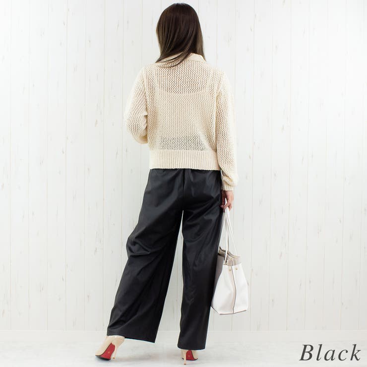 ウォッシャブルフェイクレザータックワイドパンツ | A.NATALY | 詳細画像12 