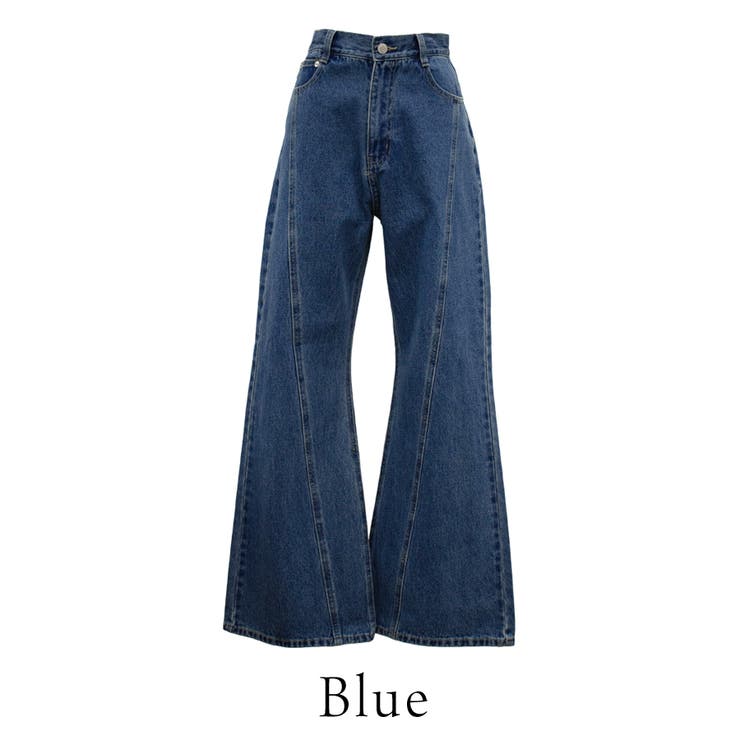 ブルー | デニムシームフレアパンツ | A.NATALY