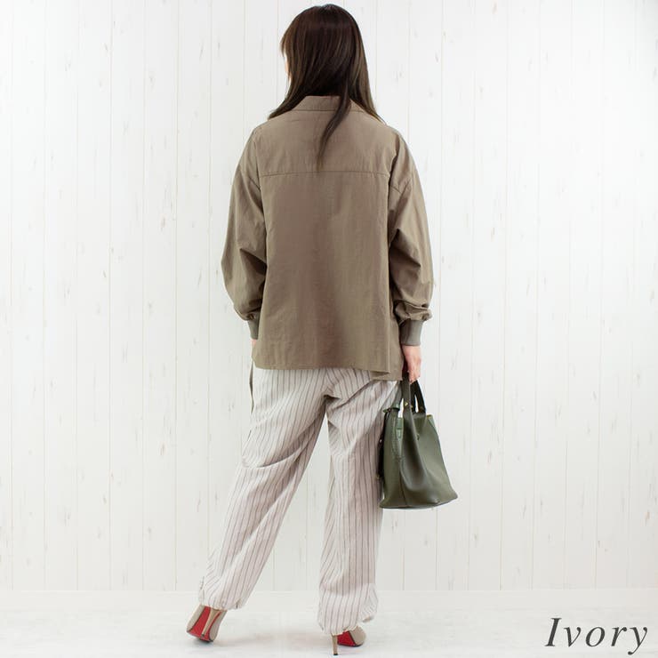 リネンライクストライプタックイージーパンツ | A.NATALY | 詳細画像2 