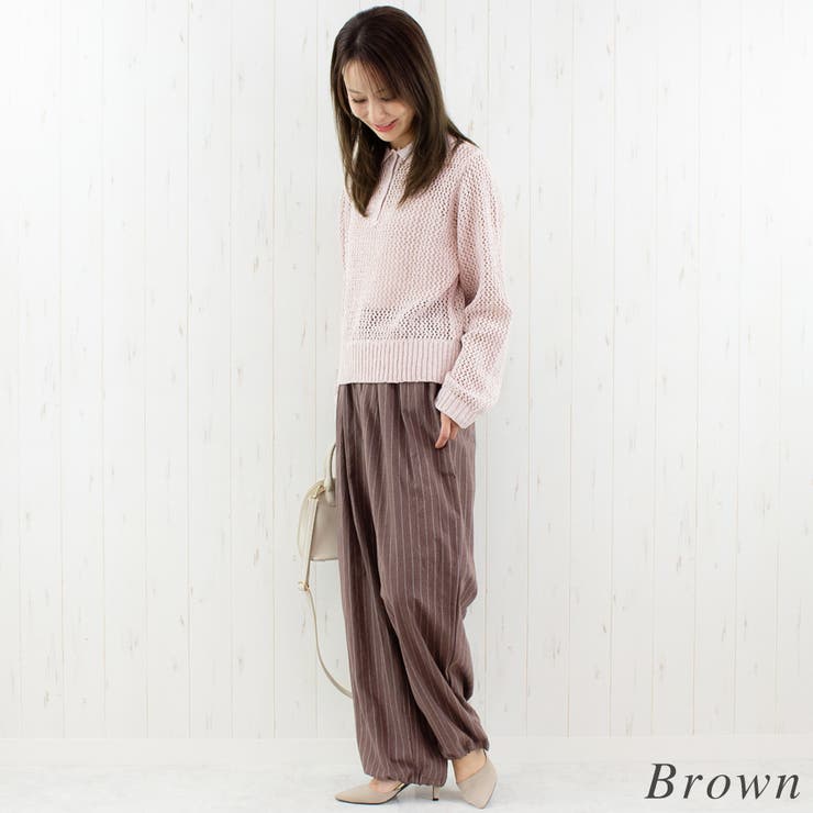 リネンライクストライプタックイージーパンツ | A.NATALY | 詳細画像3 