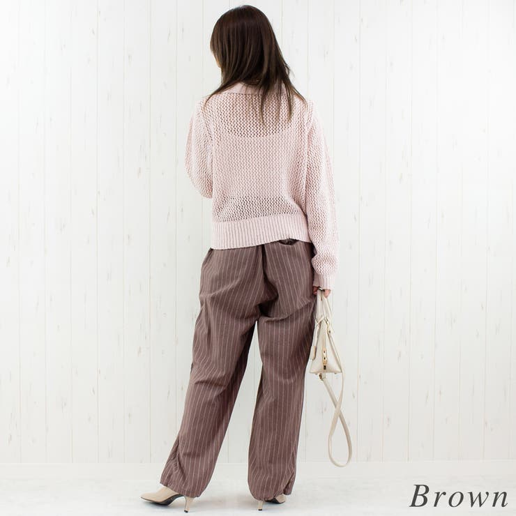 リネンライクストライプタックイージーパンツ | A.NATALY | 詳細画像4 
