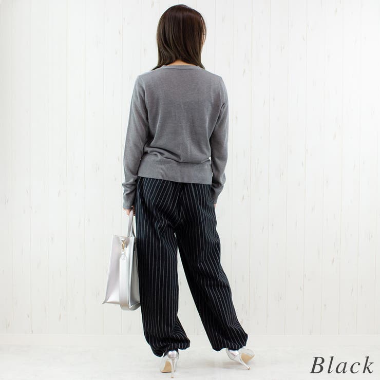 リネンライクストライプタックイージーパンツ | A.NATALY | 詳細画像6 