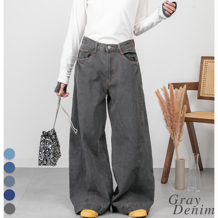 グレーデニム | ルーズワイドパンツ | A.NATALY