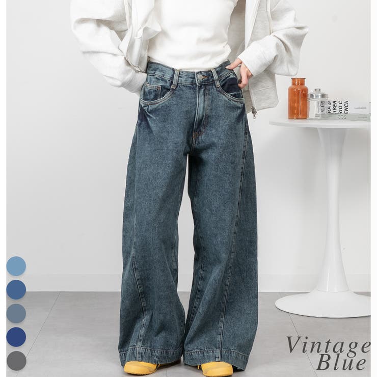 ヴィンテージブルー | ルーズワイドパンツ | A.NATALY