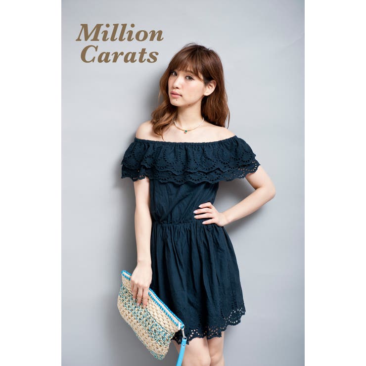 ミリオンカラッツ 刺繍ワンピース レディース オケージョン ワンピース 青 Thevon.｜【オケージョン】アンティーク刺繍レースワンピース
