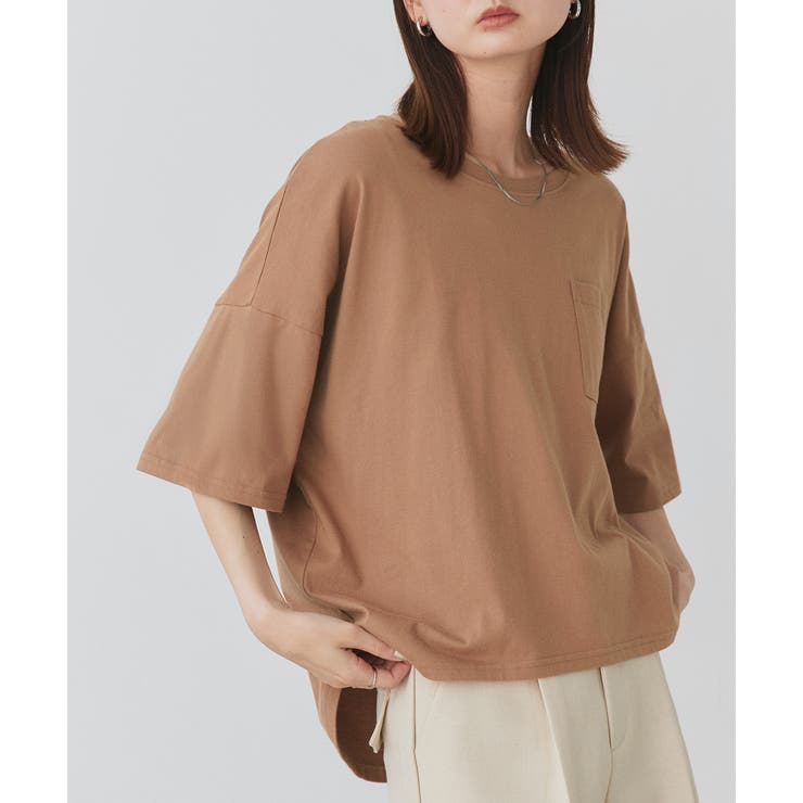 ポケット付きTシャツ コットン100% ラウンドヘム | ad thie | 詳細画像21 