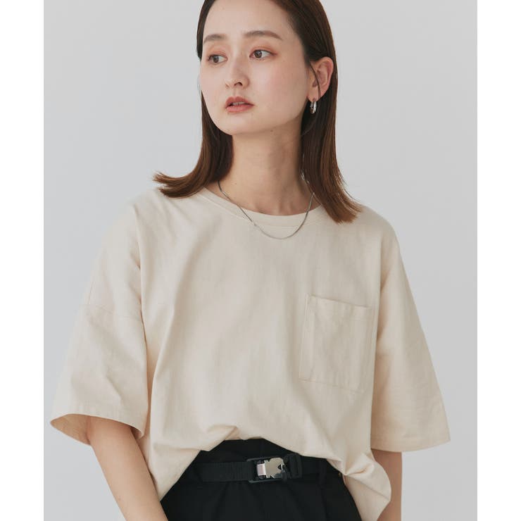 ポケット付きTシャツ コットン100% ラウンドヘム | ad thie | 詳細画像25 