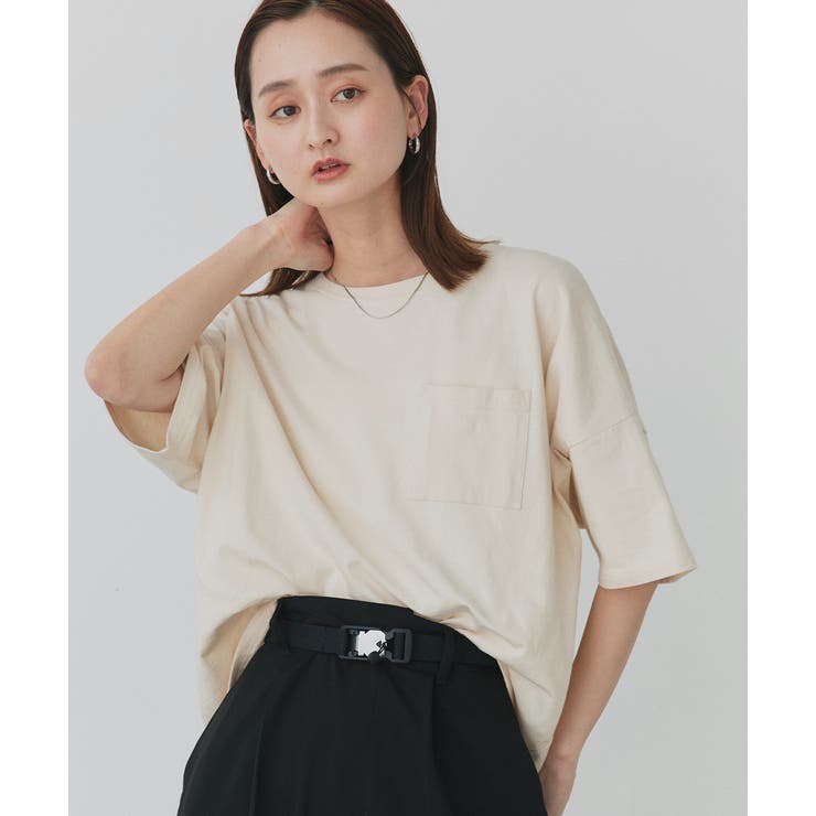 ポケット付きTシャツ コットン100% ラウンドヘム | ad thie | 詳細画像26 