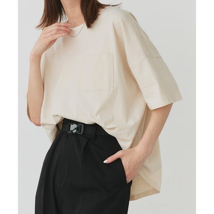 ポケット付きTシャツ コットン100% ラウンドヘム | ad thie | 詳細画像28 