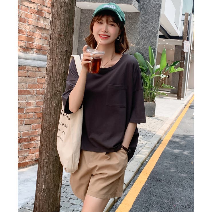 ポケット付きTシャツ コットン100% ラウンドヘム | ad thie | 詳細画像31 