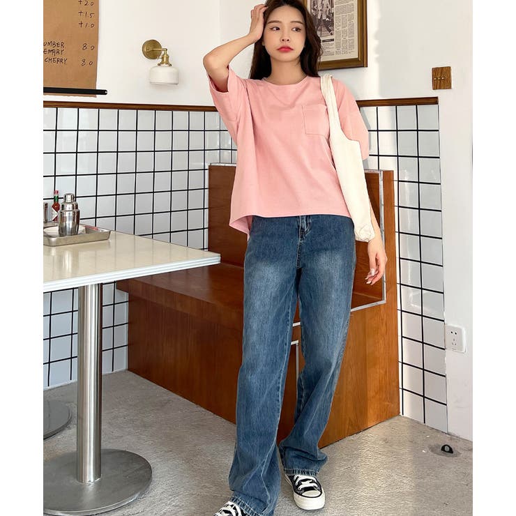 ポケット付きTシャツ コットン100% ラウンドヘム | ad thie | 詳細画像34 