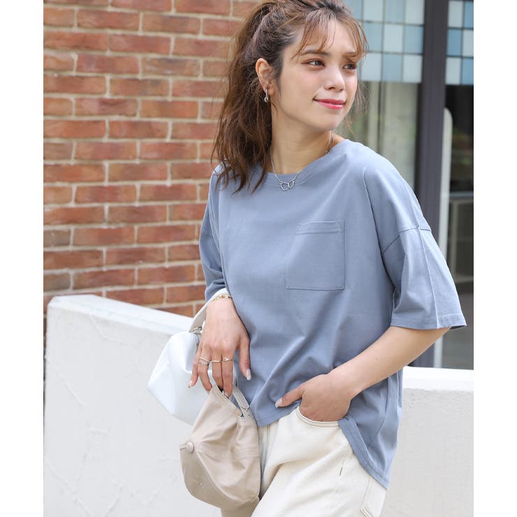 ポケット付きTシャツ コットン100% ラウンドヘム | ad thie | 詳細画像40 