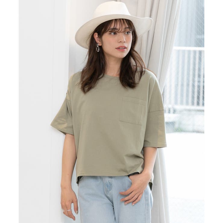 ポケット付きTシャツ コットン100% ラウンドヘム | ad thie | 詳細画像48 