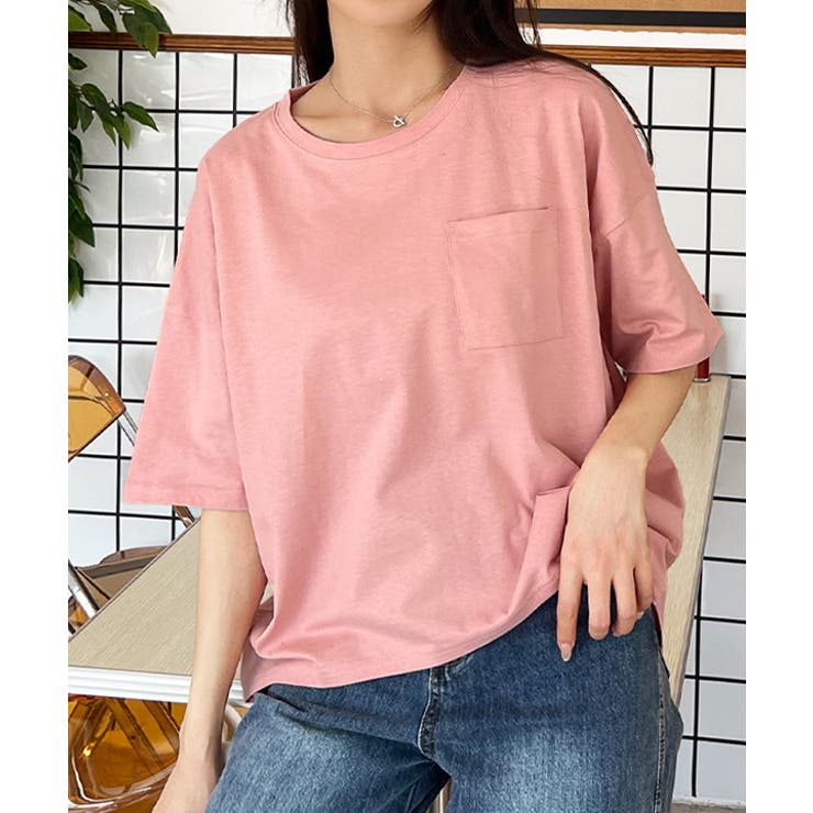 Uacchan ベージュ コットン100% 半袖Tシャツ ポケット付き 4253-01a.jpg
