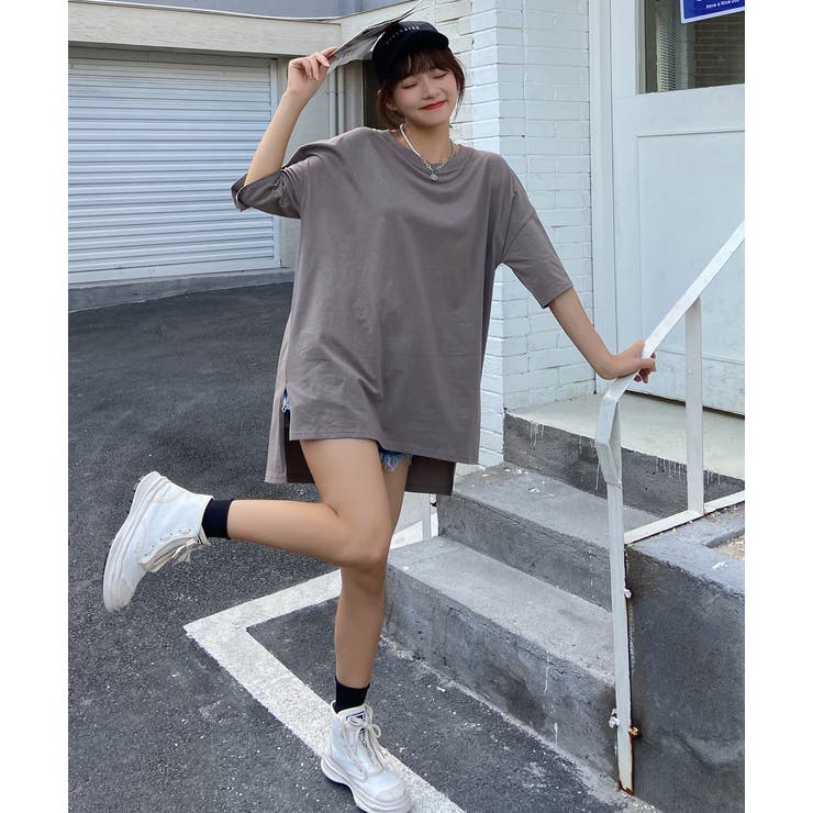 オーバーサイズチュニックTシャツ レディース カット | ad thie | 詳細画像53 