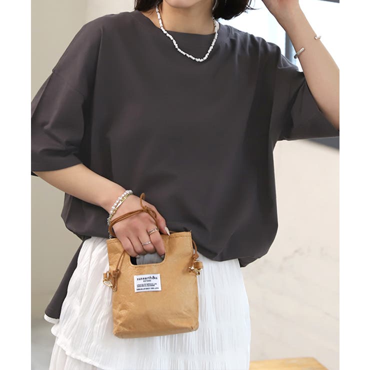 チャコール | オーバーサイズチュニックTシャツ レディース カット | ad thie