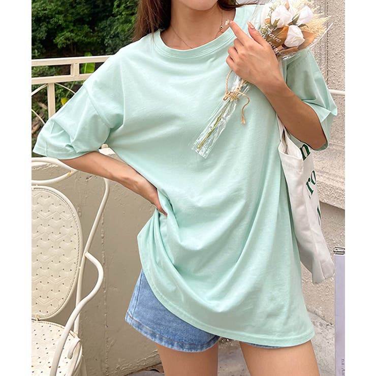 アイスグリーン | オーバーサイズチュニックTシャツ レディース カット | ad thie
