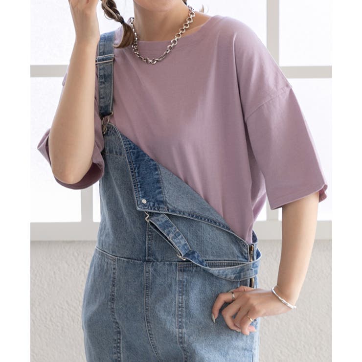 パープル | オーバーサイズチュニックTシャツ レディース カット | ad thie