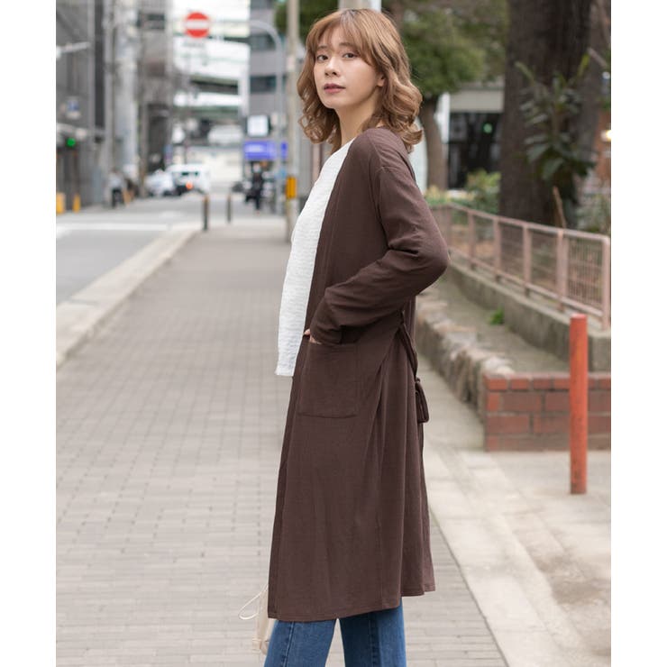 ブラウン | ポケット付きトッパーカーディガン | ad thie