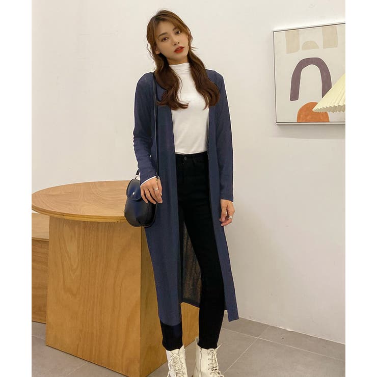 ネイビー | ポケット付きトッパーカーディガン | ad thie