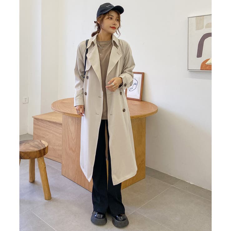 シンプルロングトレンチコート ロングコート[品番:ADEW0000172 シンプルロングトレンチコート ロングコート[品番:ADEW0000172