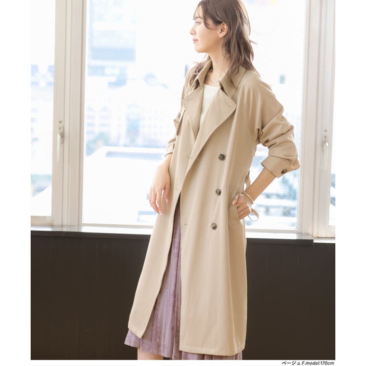 シンプルロングトレンチコート ロングコート[品番:ADEW0000172 シンプルロングトレンチコート ロングコート[品番:ADEW0000172