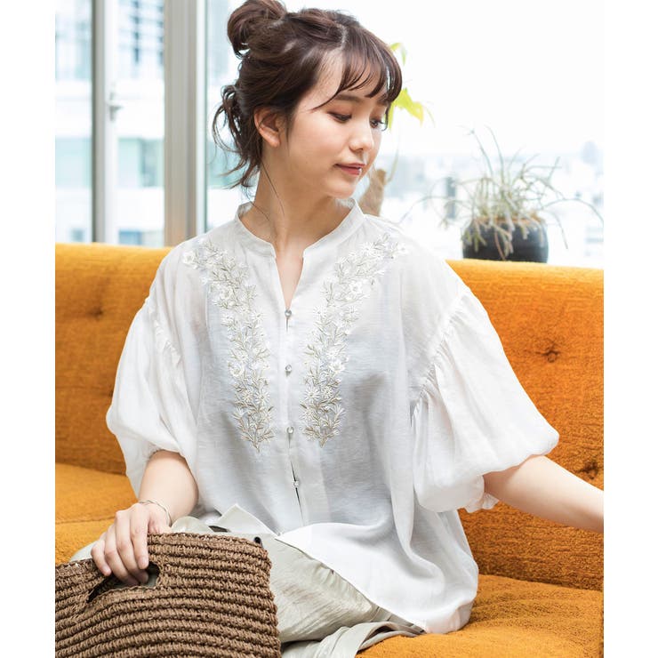 前刺繍ブラウス レディース ブラウス[品番：ADEW0000208]｜ad thie