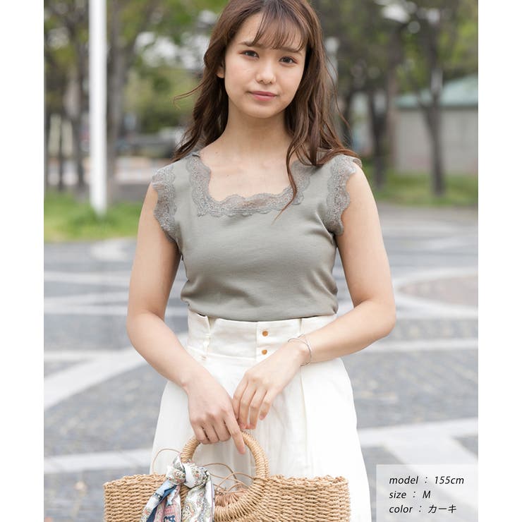 カーキ | スクエア―レースキャミ レディース インナー | ad thie