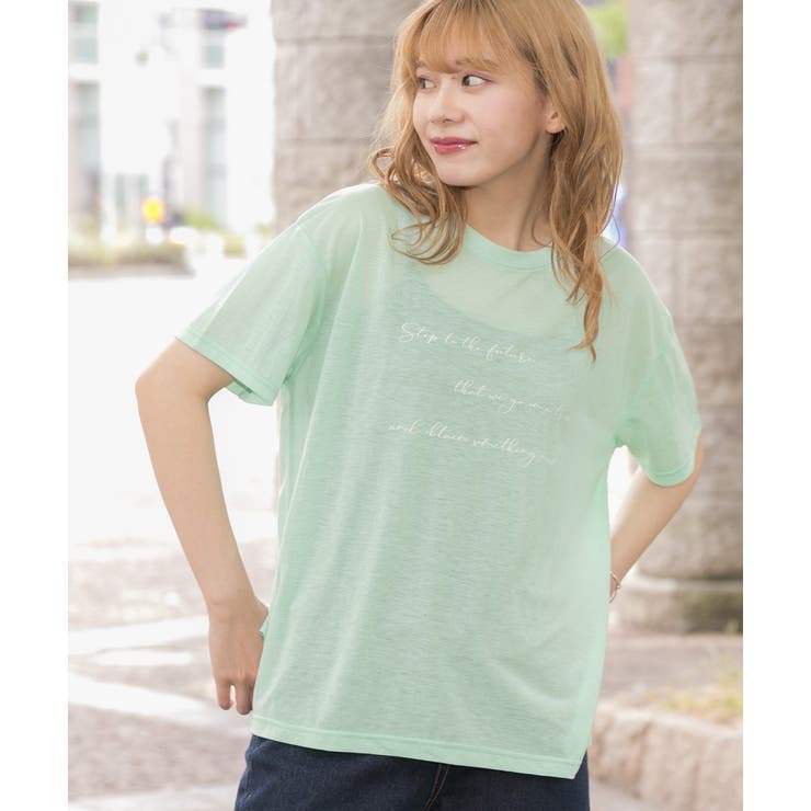 ロゴプリントシアーTシャツ シアー ロゴ[品番：ADEW0000213]｜ad thie