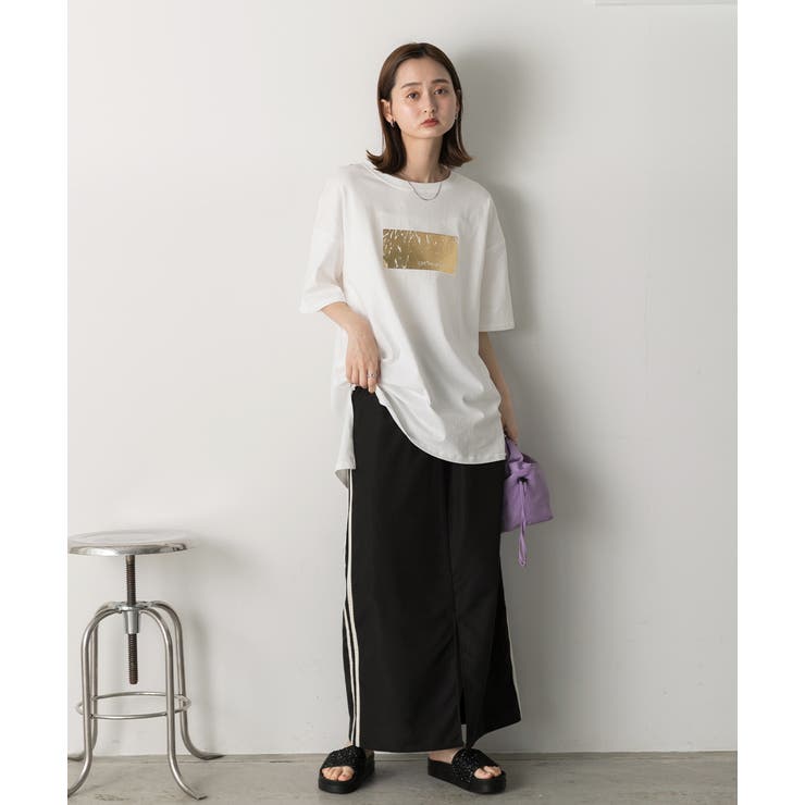 箔プリント オーバーサイズTシャツ | ad thie | 詳細画像14 