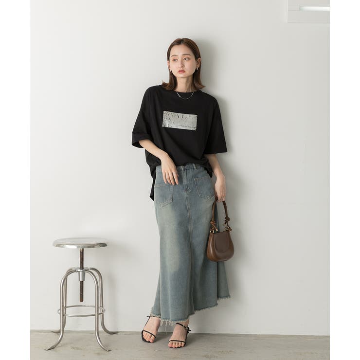箔プリント オーバーサイズTシャツ | ad thie | 詳細画像24 