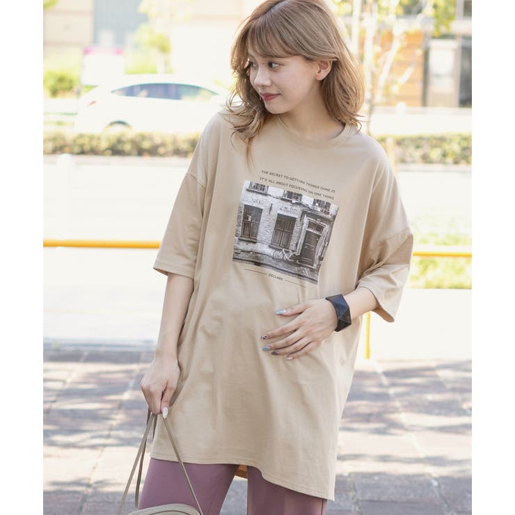 フロントプリントビッグTシャツ 柄 フォトプリント[品番