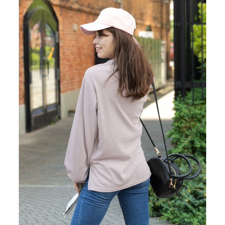 スムースプチハイネックロゴプリントロングTシャツ 柄 プチ