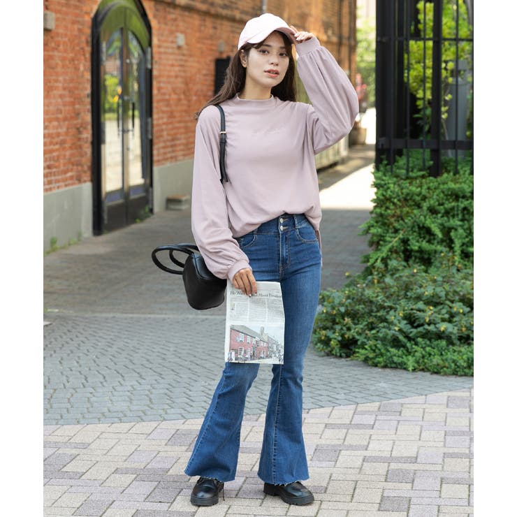 スムースプチハイネックロゴプリントロングTシャツ 柄 プチハイネック | ad thie | 詳細画像18 