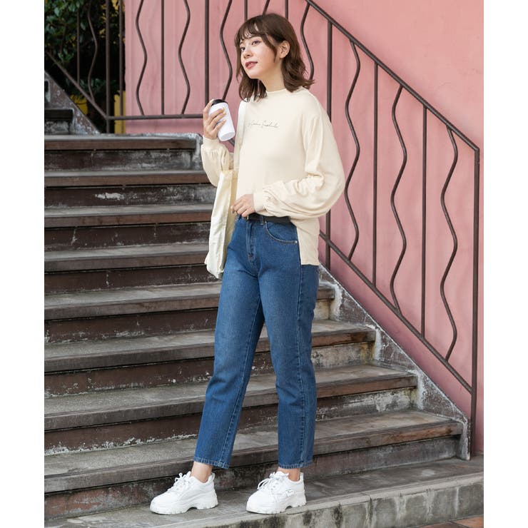 スムースプチハイネックロゴプリントロングTシャツ 柄 プチハイネック | ad thie | 詳細画像3 