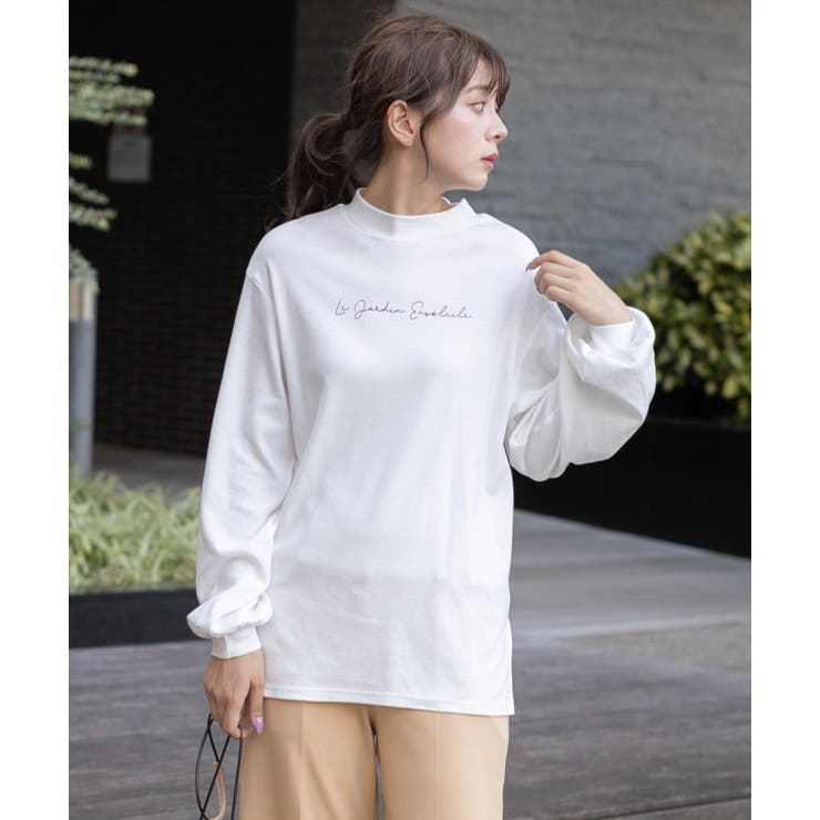 スムースプチハイネックロゴプリントロングTシャツ 柄 プチハイネック | ad thie | 詳細画像30 