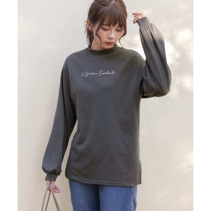 スムースプチハイネックロゴプリントロングTシャツ 柄 プチハイネック | ad thie | 詳細画像33 