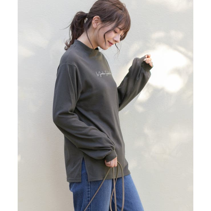 スムースプチハイネックロゴプリントロングTシャツ 柄 プチハイネック | ad thie | 詳細画像35 