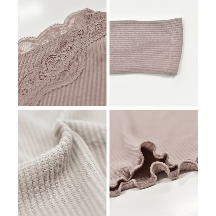 VネックレーステレコロングTシャツ カットソー レース | ad thie | 詳細画像23 