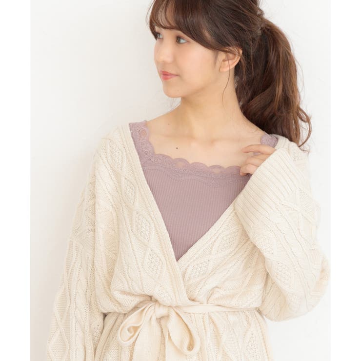 スクエアレーステレコロングTシャツ カットソー レース | ad thie | 詳細画像20 