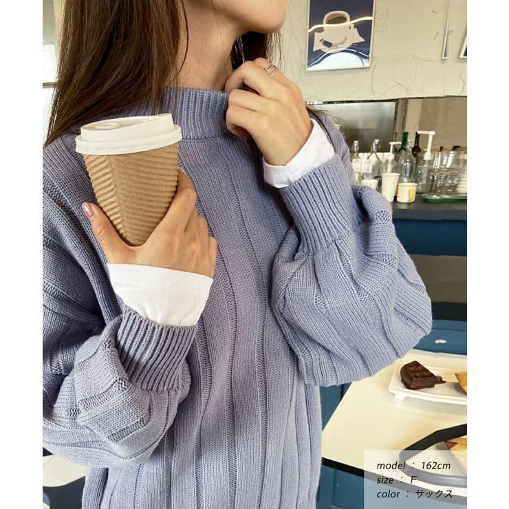 ワイドリブニット 太リブ ハイネック | ad thie | 詳細画像12 